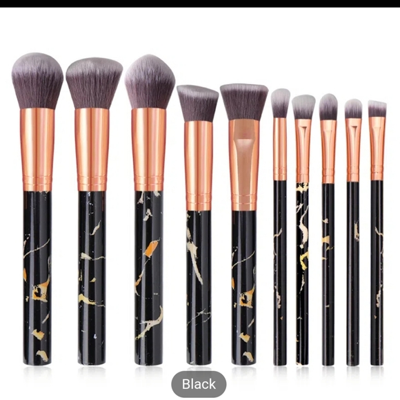 10 pcs Marble Makeup Brushes black - Picture 3 of 4